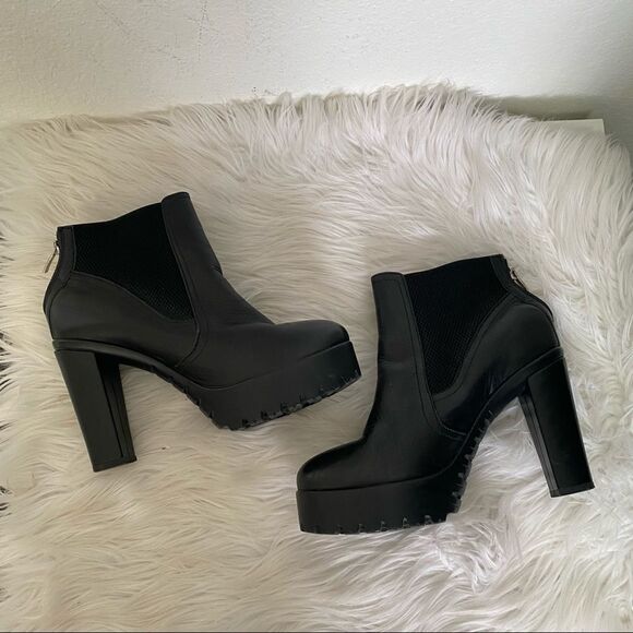 Steve Madden Amandaa black leather Chaldea high heel platform ankle boots 10 - Picture 4 of 9